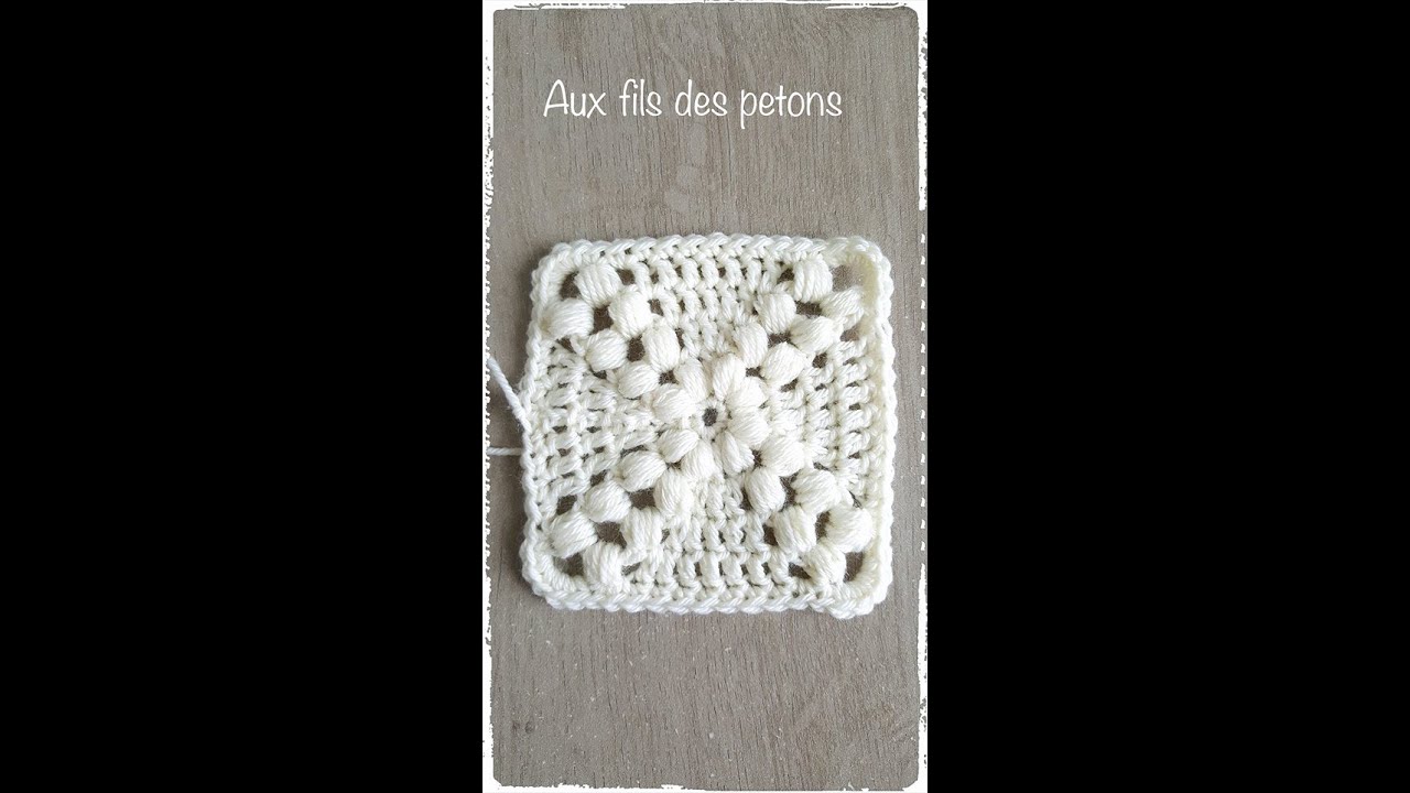 Explications pas à pas du carré granny motif croix au point puff
