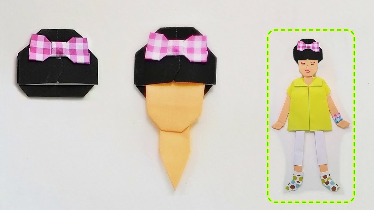 Origami bun hair with bown (removable) / พับกระดาษ เกล้าผมผูกโบ (ถอดได้)