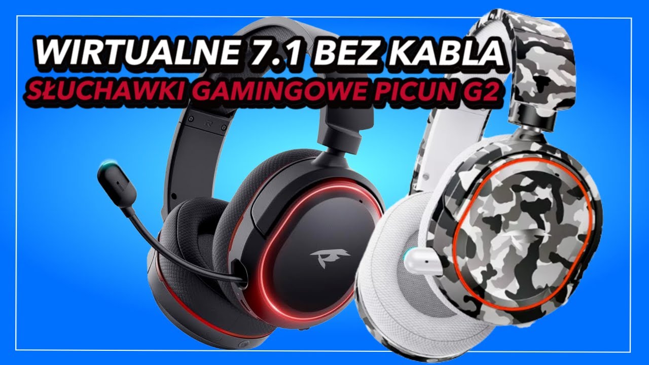Bezprzewodowe słuchawki dla graczy z dźwiękiem wirtualnym 7.1 i stereo - Picun G2 (Valorise UG-08S)