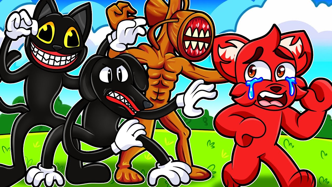 STRASZNE POTWORY w Roblox! (Siren Head, Cartoon Cat,Train Eater)