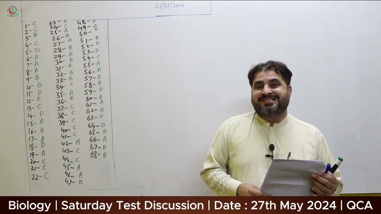 Biology | Full Course Test Discussion By Sir Hafeez Aslam |  Date : 27th July 2024 | QCA