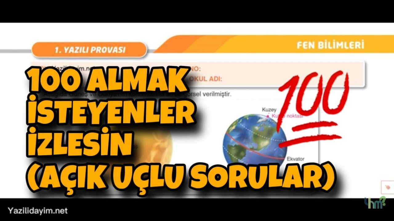 8.Sınıf Fen Bilimleri 1.Dönem 1.Yazılı