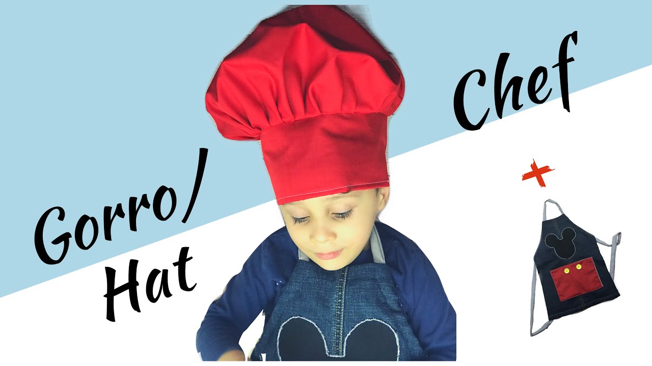 COMO HACER UN GORRO DE CHEF+ Mandil Mickey Mouse/MAKE A Chef Hat