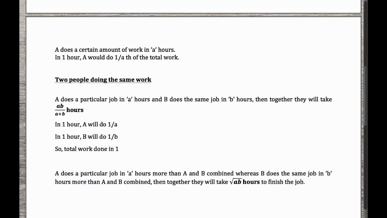 Time and Work Online Tutorial