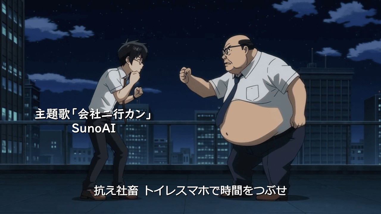 AIが作った架空アニメ『社畜廻戦』OP