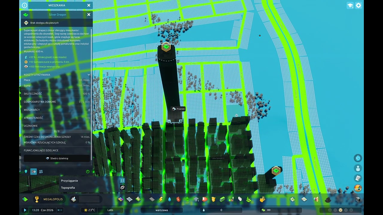 gram na mapie warszawy w grze cities skylines 2