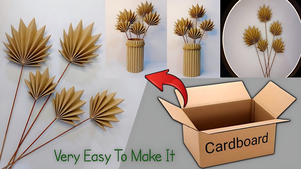 Creating a Unique Flower Vase with Cardboard || Diy Room Decor Paper Crafts Easy.