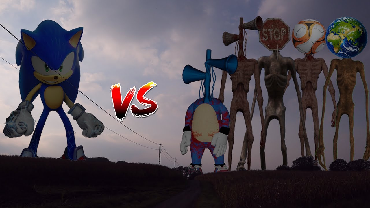 Siren Head, Sonic Head, Planet Head, Stop Head & Soccer Head VS Sonic The Hedgehog