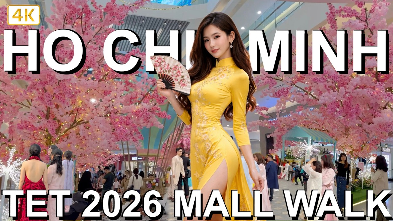 Ho Chi Minh City Mall Walk 🇻🇳 | Tet Decorations at Crescent Mall (4K)