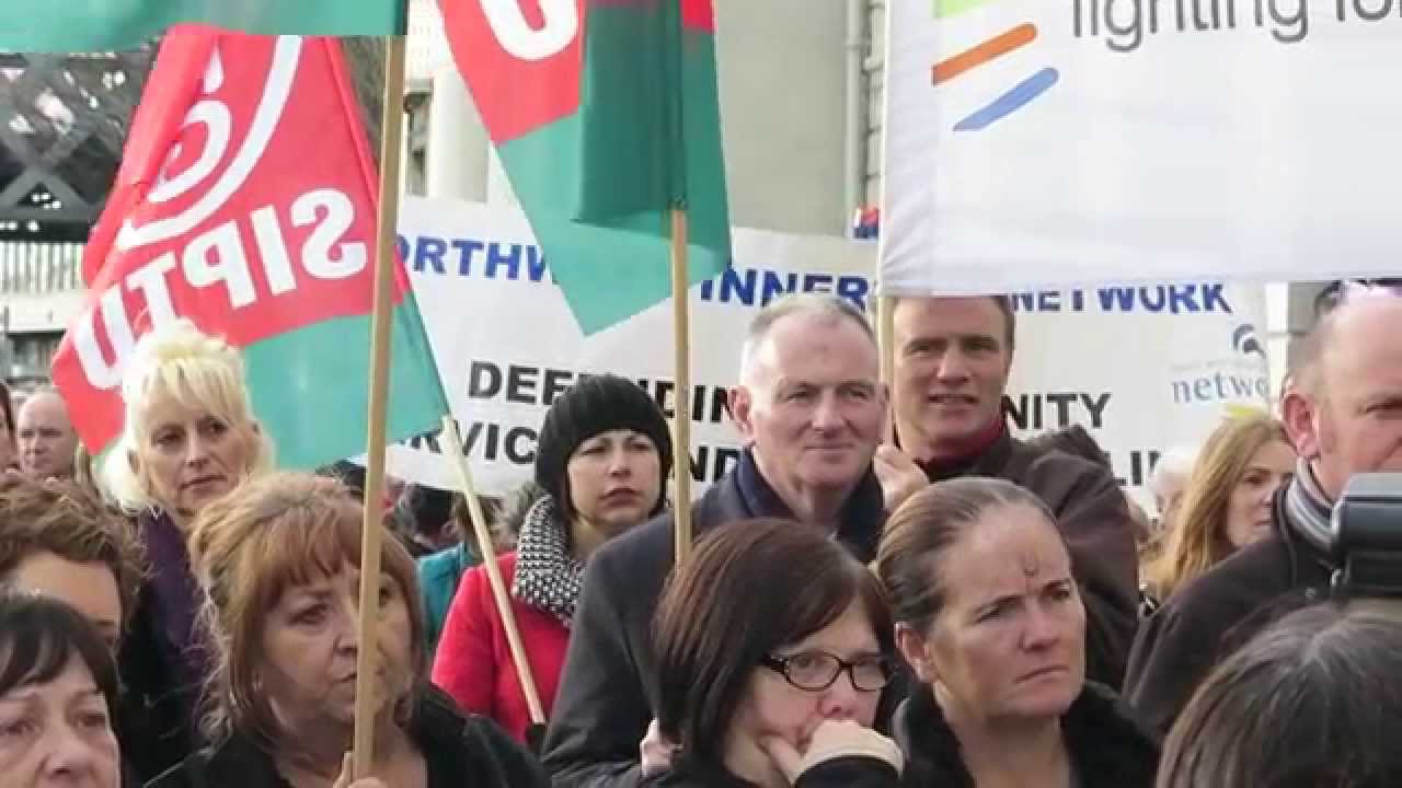 SIPTU community workers stage protest outside the Custom House