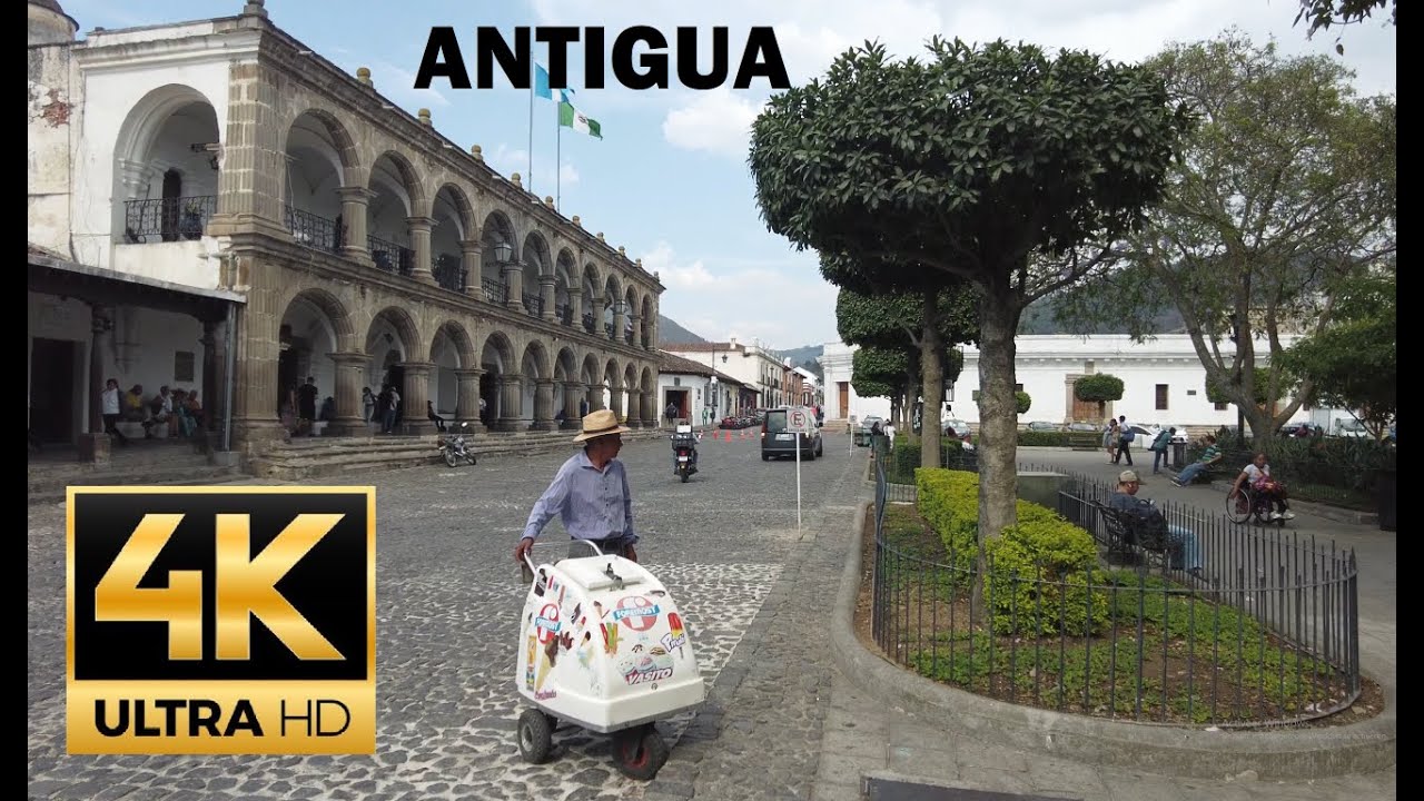Antigua 🇬🇹 Guatemala 🇬🇹 4K walk 🇬🇹 city centre and market 4K 60fps UHD