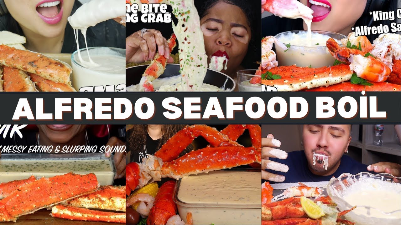🔥Ultimate ALFREDO SEAFOOD BOIL Feast | Messy & Satisfying King Crab Mukbang 🦐🧄#asmr #mukbang #food