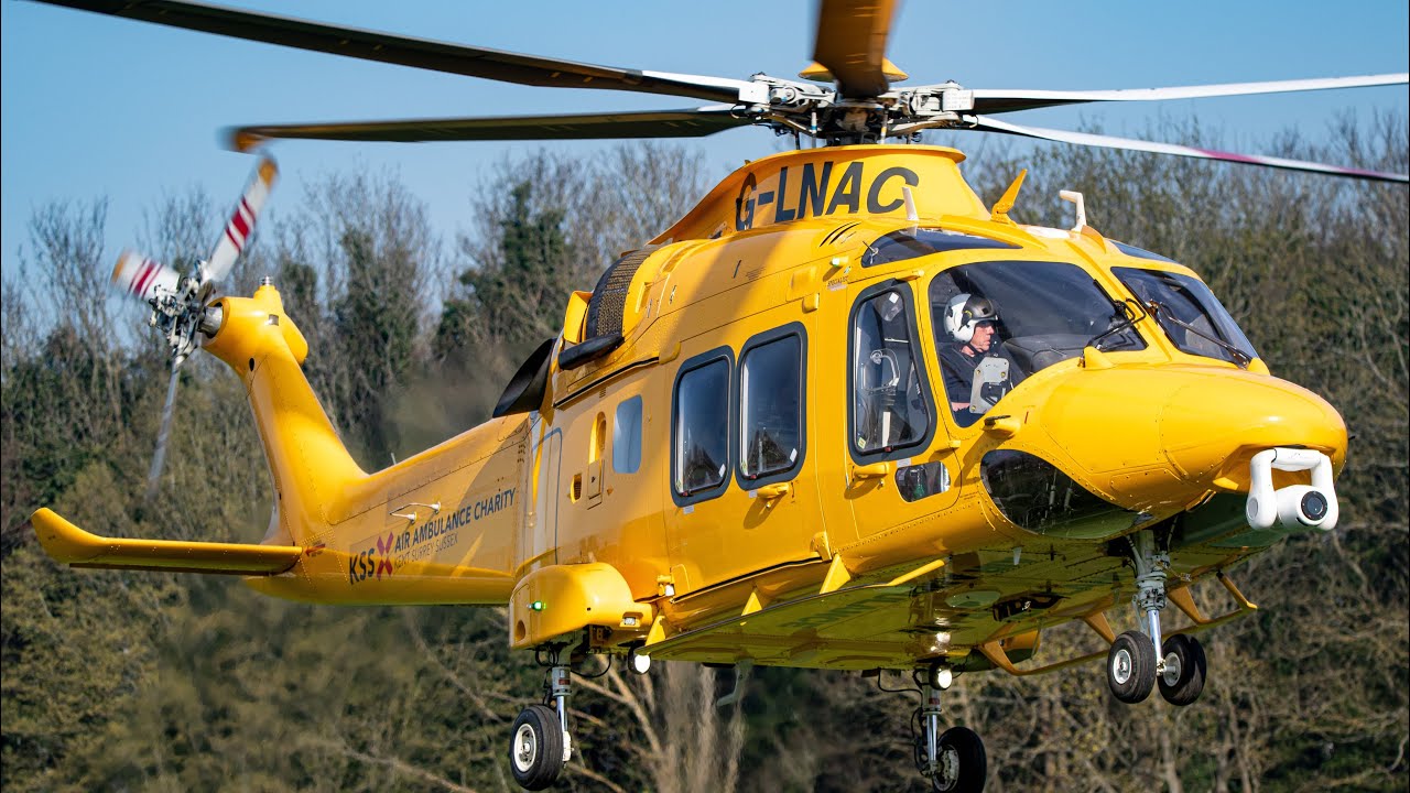 Kent, Surrey & Sussex Air Ambulance G-LNAC - Startup & Takeoff!