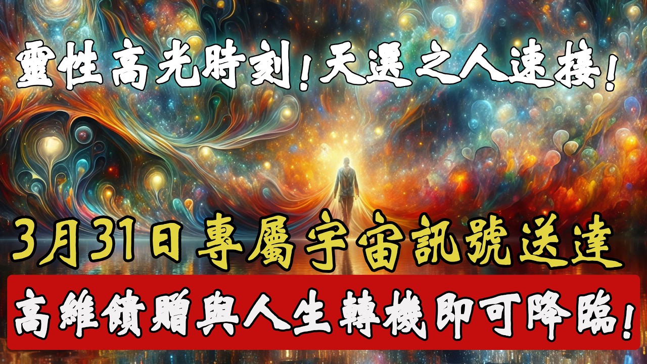 3 月 31 日專屬信號已降臨！被宇宙選中的天選之人，今日刷到即是高維召喚，巨大福報禮物與人生鉅變正在向你奔赴而來！