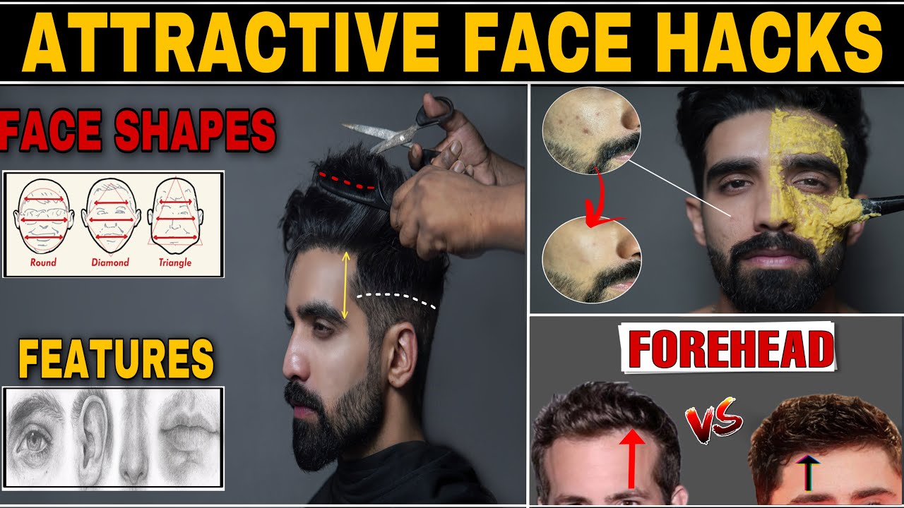 Hacks for ATTRACTIVE FACE *Full Package* Hairstyles as per Face shapes| Dark spots| Look Handsome