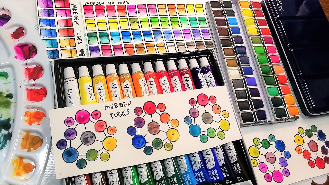 Most Requested Cheap Paint Review! MEEDEN Watercolor 48 Pans/ 24 Tubes review & comparison