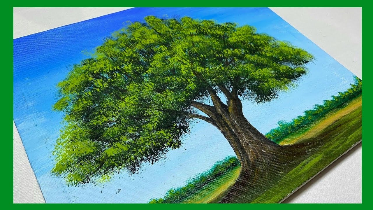 Como Pintar un ARBOL con Acrilico Paso a Paso Muy Facil / Tutorial de Pintura Acrilica #75
