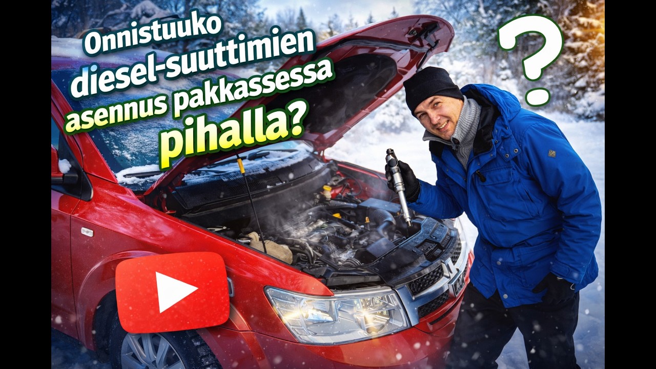 Asennetaan diesel-suuttimet Fiat Freemontiin keskellä aitoa suomalaista talvea. ❄️ Pakkasta riittää