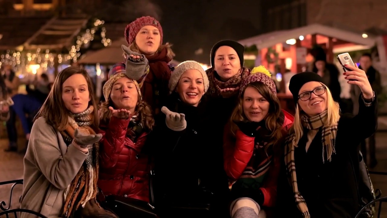 Christmas market Gdańsk Poland - DJI MAVIC night