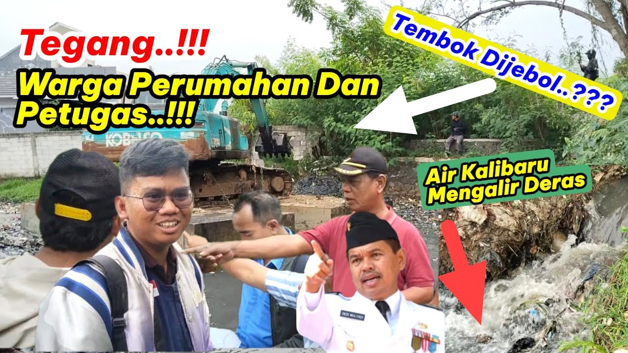 TEGANG‼️ Warga Perumahan vs Petugas Saat Tembok Dibuka, Air Kalibaru Mengalir Deras❗