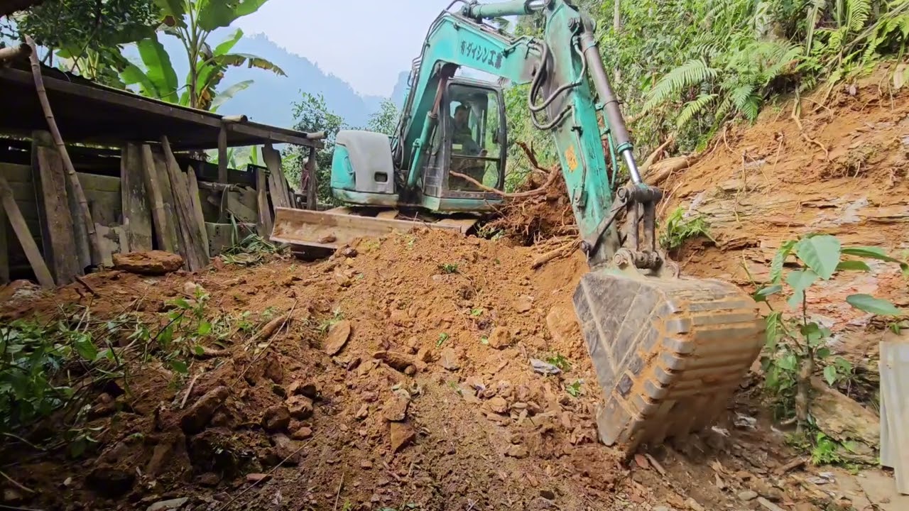 Full video: The girl is logging and building a tent for a wedding reception.