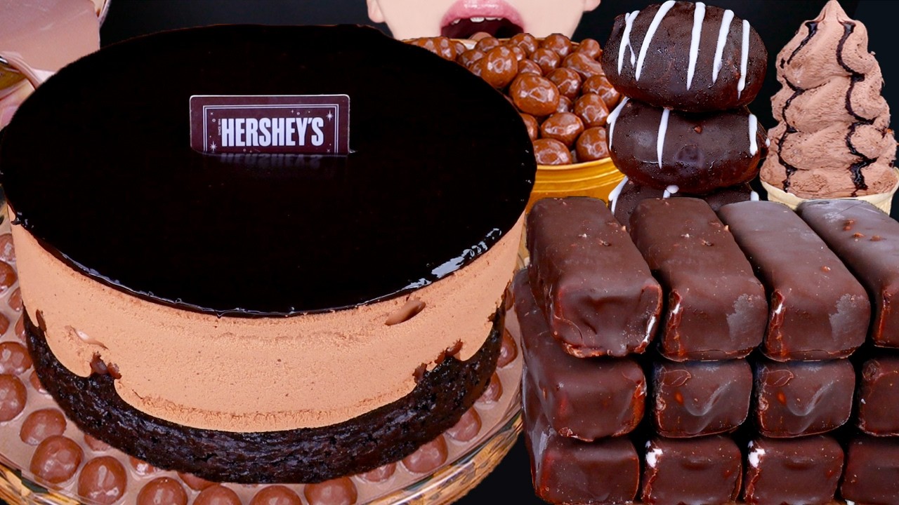 ASMR HERSHEY'S CHOCOLATE CAKE DUBAI ICE CREAM DESSERT MUKBANG 두바이초콜릿 먹방 ドバイチョコレート 咀嚼音 EATING SOUNDS