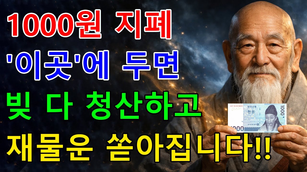 천원 지폐 ‘이곳’에 꼭 두세요! 빚 청산하고 재물운 쏟아집니다!! | 부자되는 풍수 | 금전운 비법 - 하늘의 메시지