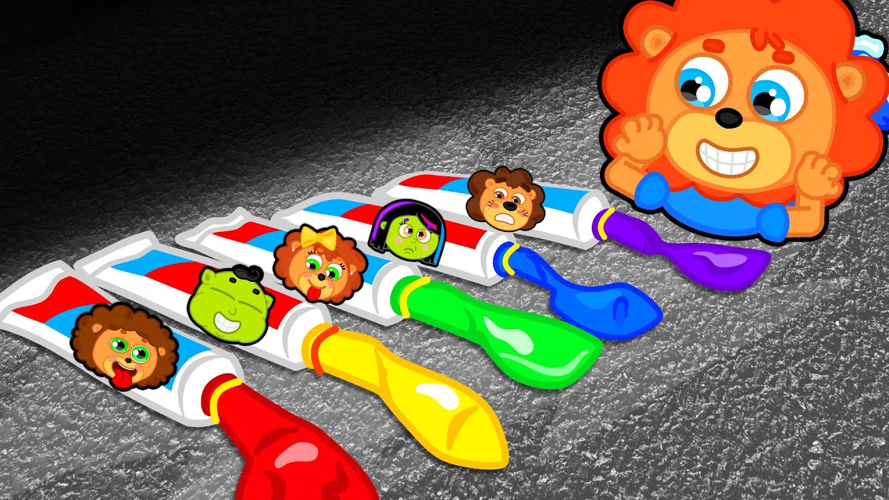 Filhote de leão | Bolas com pasta de dente colorida | Desenhos Animados | Vídeo para crianças