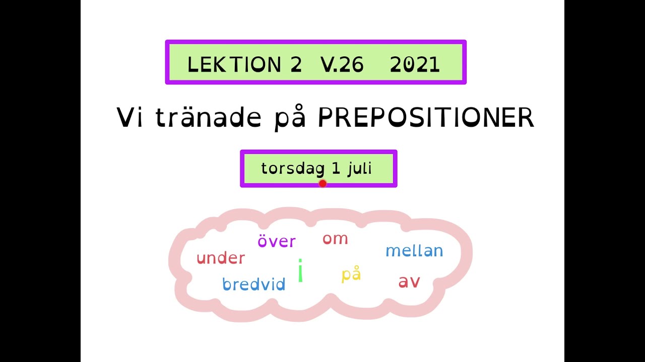 How to learn swedish Lektion 3 v.26 PREPOSITIONER
