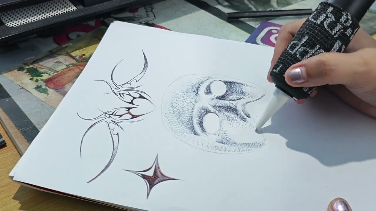 TATTOO PRACTICE SESSION with ball point pen cartridge ♡´･ᴗ･`♡