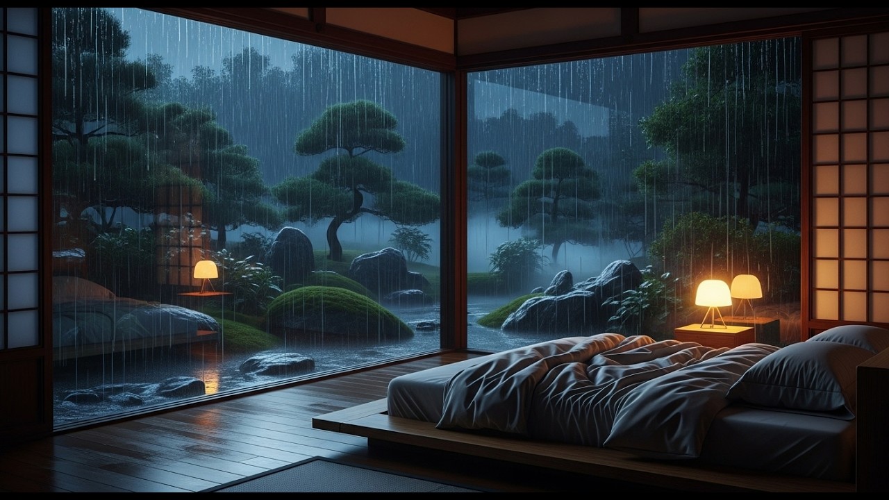 Deep Sleep Music – Relaxing Piano & Rain Sounds in Cozy Bedroom Ambience