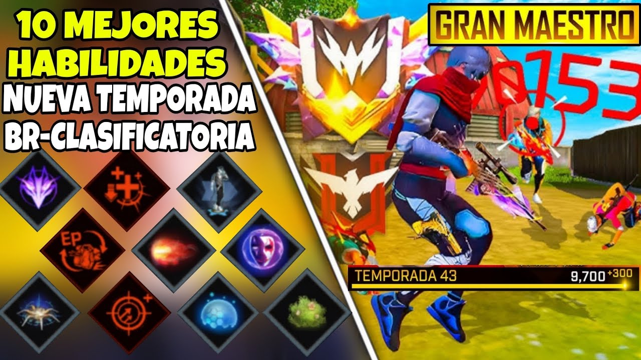 10 MEJORES HABILIDADES PARA LA NUEVA TEMPORADA DE BR-CLASIFICATORIA🤩 SUBE FACIL A MAESTRO🤯 FREE FIRE