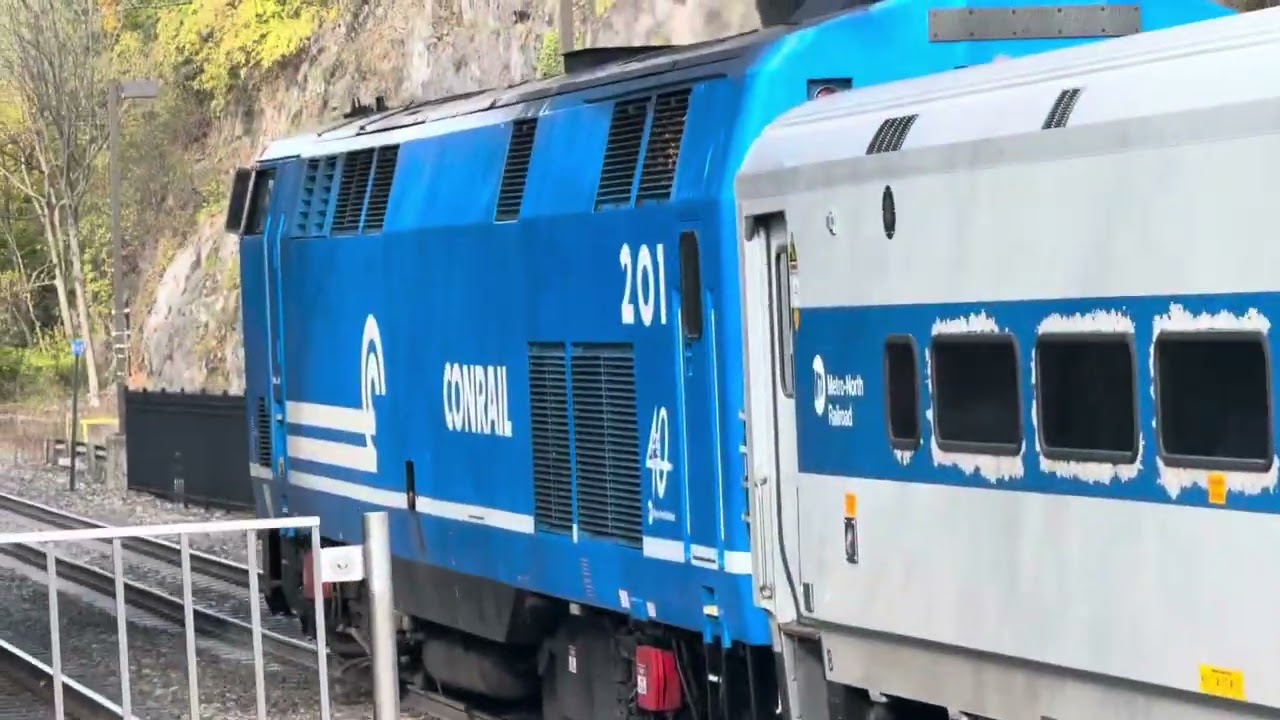 Amtrak overtaking a Metro North Commuter Rail train stopping @ New Hamburg filmed November 1st 2025
