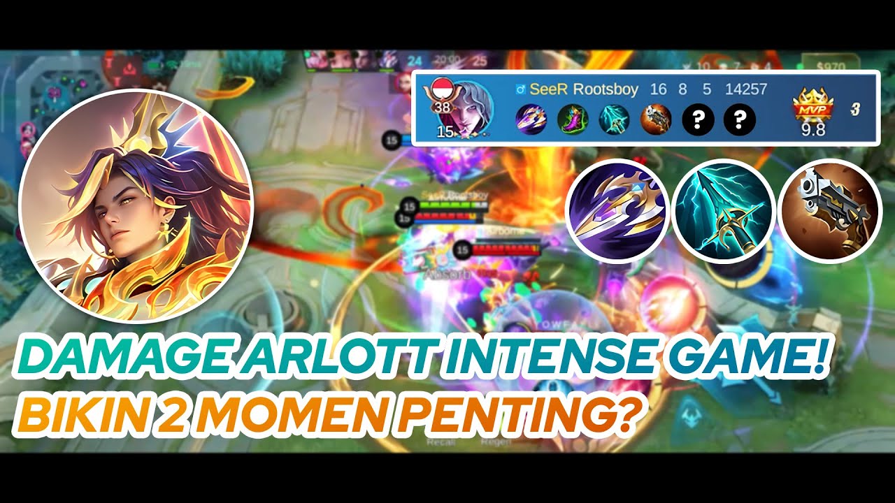 ARLOTT GAMEPLAY | DAMAGE ARLOTT INTENSE GAME! BIKIN 2 MOMEN PENTING? | MLBB