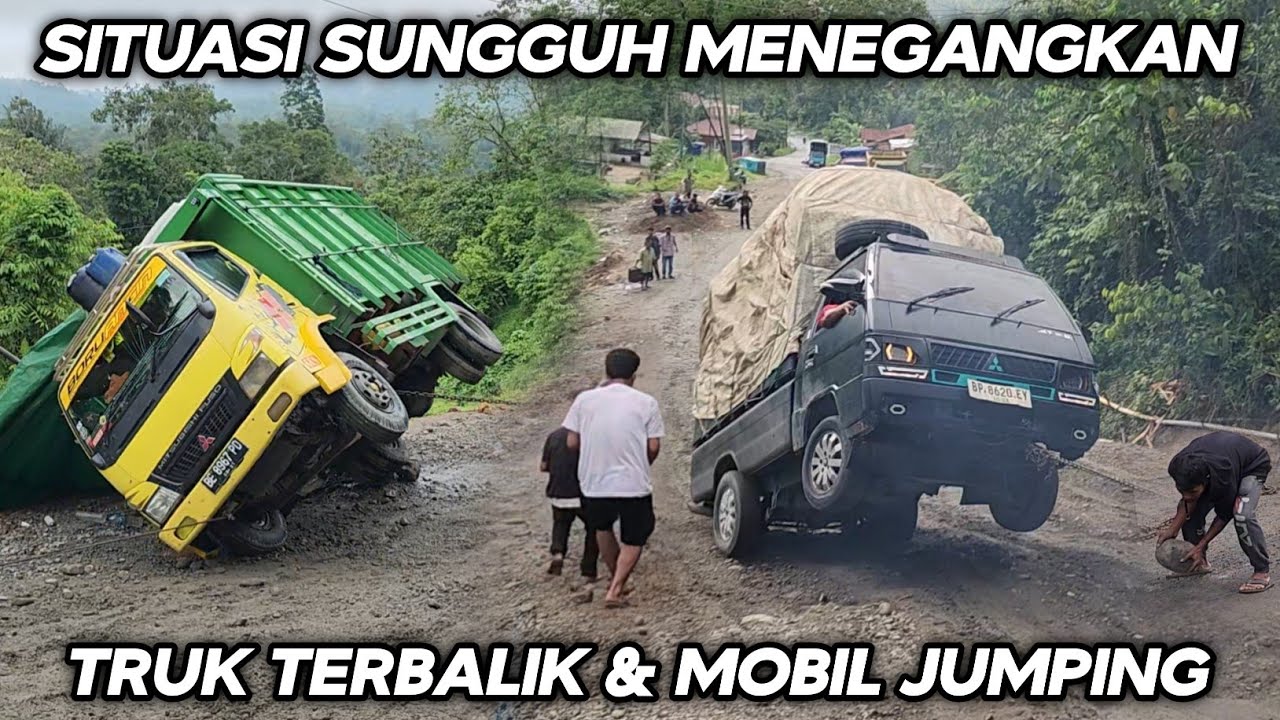 Situasi Sungguh Menegangkan !!! Truk Terbalik Dan Mobil Jumping Di Tanjakan Batu Jomba