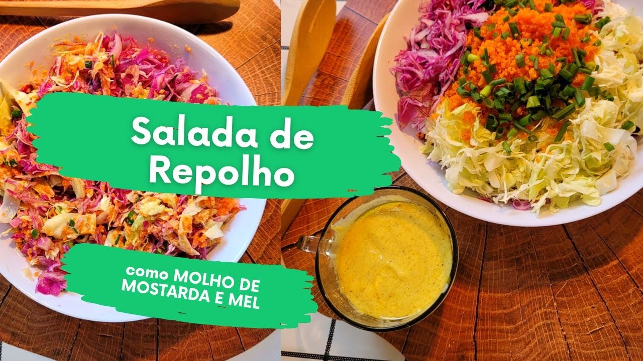 Salada de Repolho Roxo e Verde e Molho de Mostarda e Mel: Uma Explosão de Cores e Sabores!