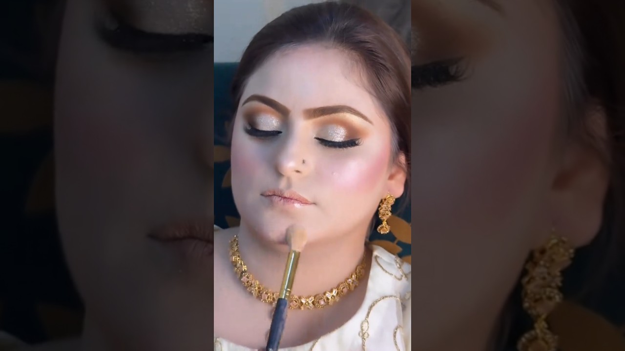 Very soft glam walima makeup look 