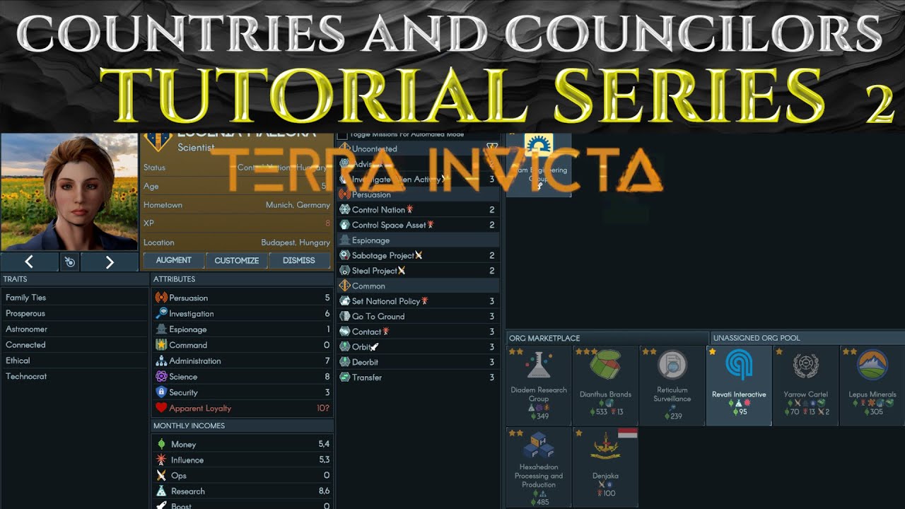 Страны и члены совета в TERRA INVICTA 1.0 — Серия обучающих материалов, эпизод 2.