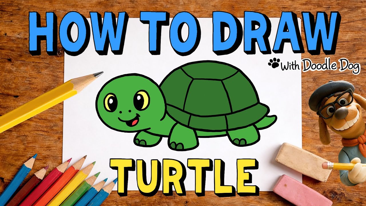How to Draw a Turtle – Easy Drawing for Kids | Doodle Dog