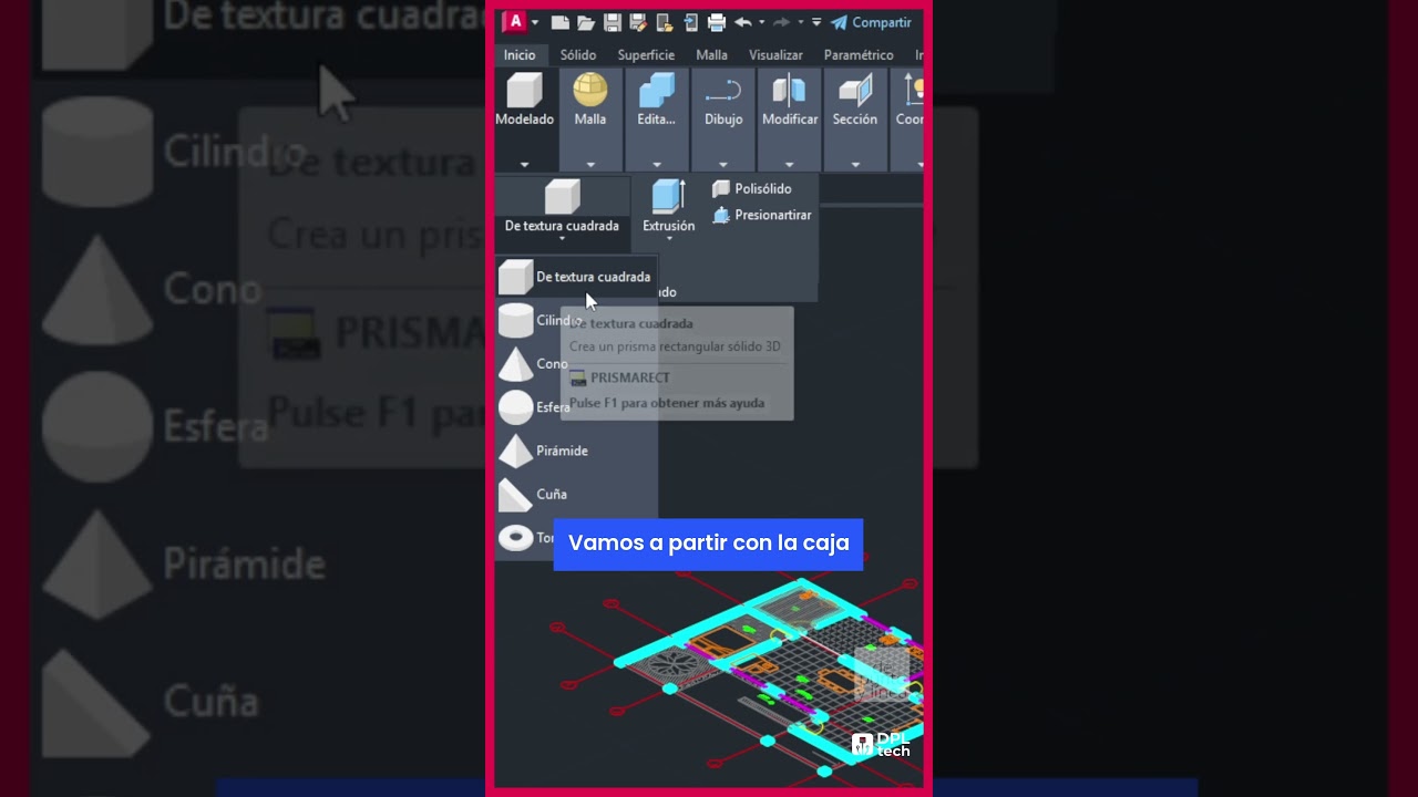 CAD 58 - Cómo crear una Caja (Box) en AutoCAD 3D Español | CURSO BÁSICO AUTOCAD 58