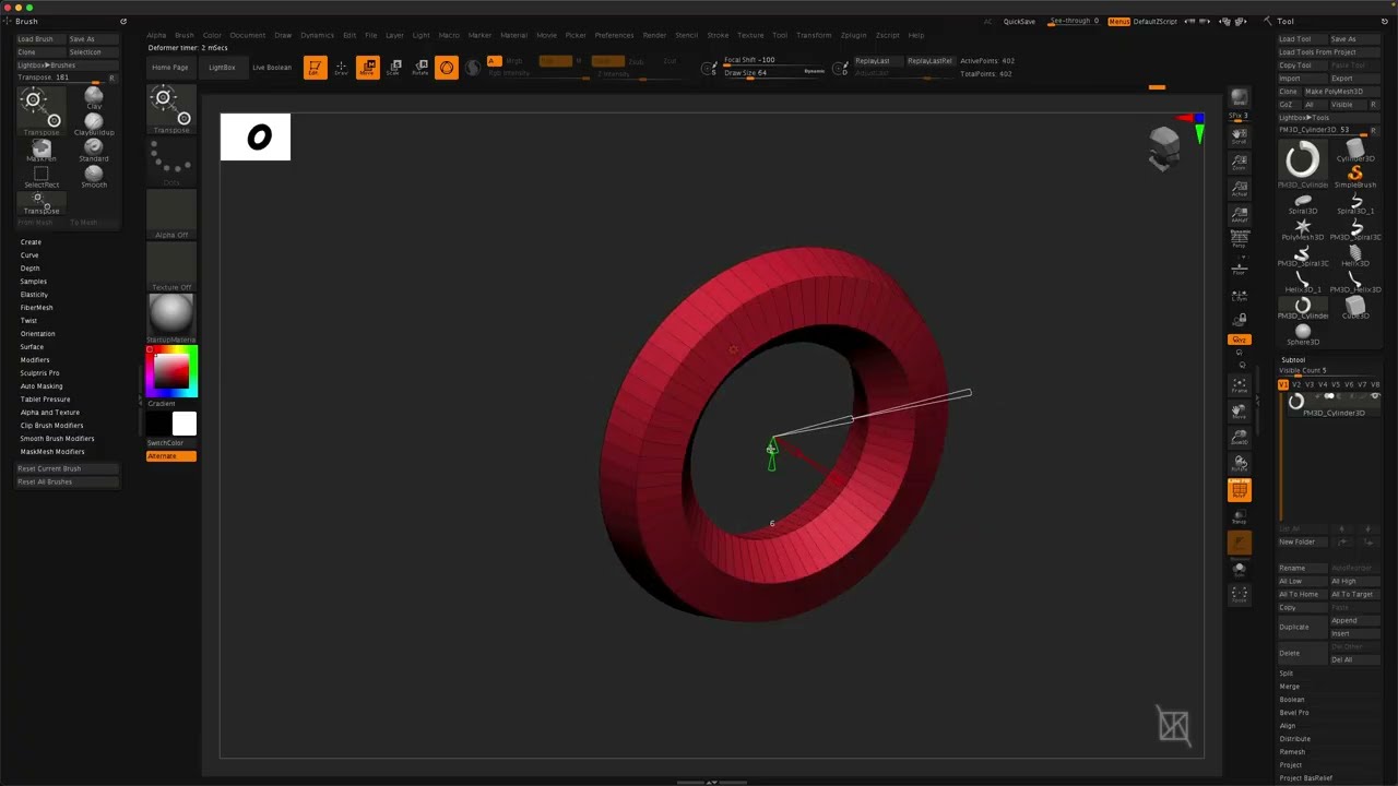 Intro to ZBrush 32  Gizmo Parametric and Deformers