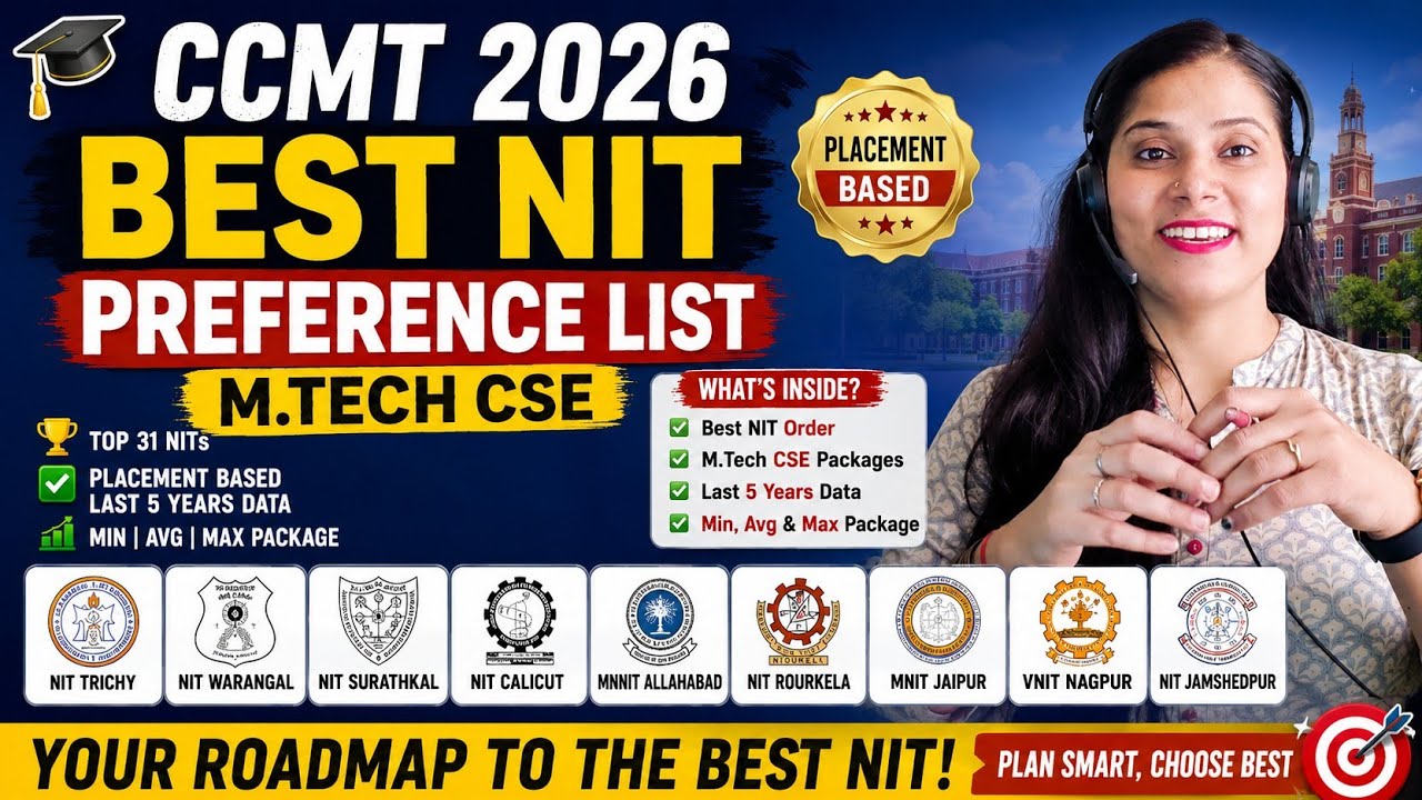 CCMT 2026 Best NIT Preference List for M.Tech CSE | Placement Based Ranking
