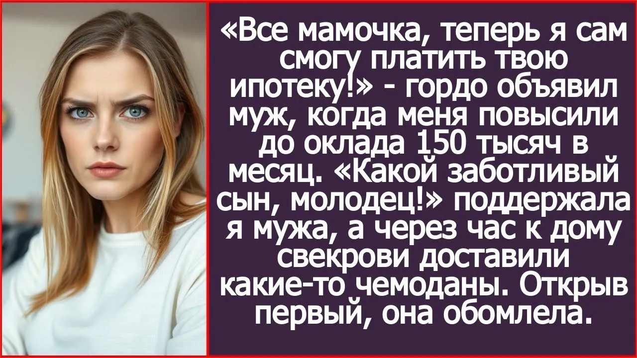 «Все мамочка, теперь я сам смогу платить твою ипотеку!»   гордо объявил муж, когда меня повысил