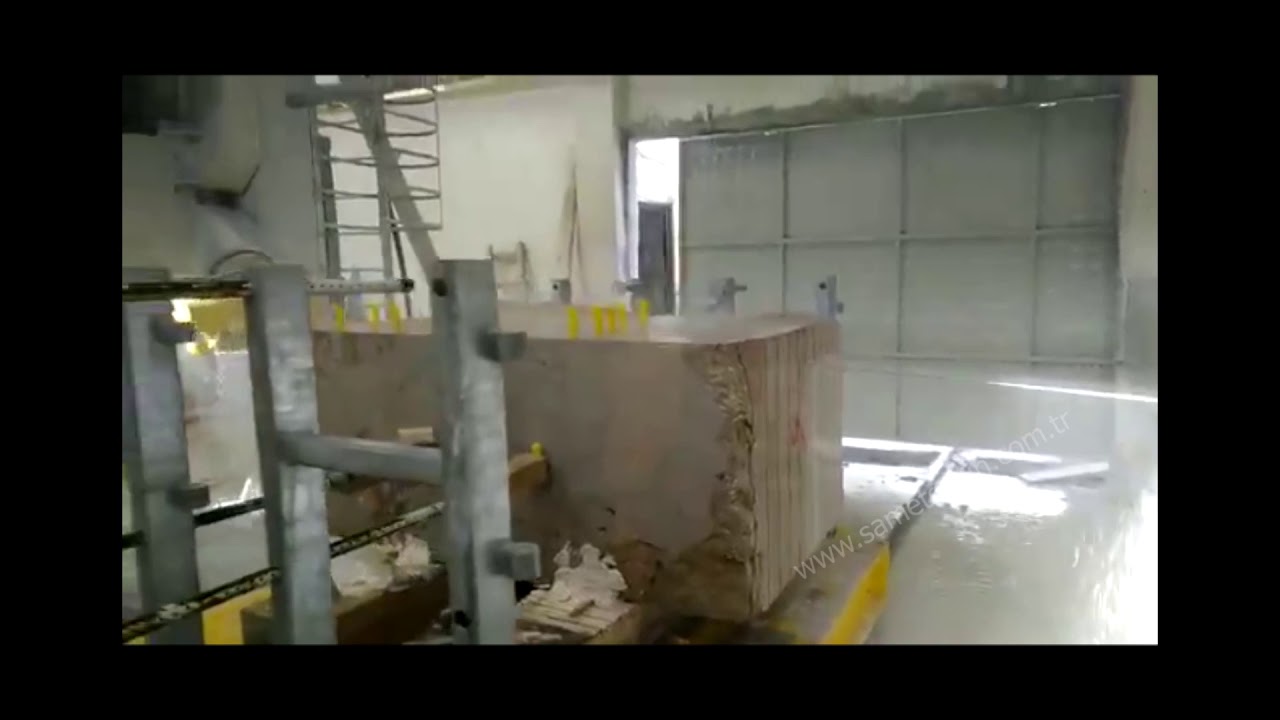 Marble&Granite Stone Cutting by Turkish Multi Wire Gangsaw // Telli Katrak Granit Mermer Blok Kesim