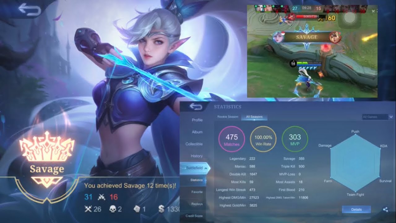MOBILE LEGENDS MIYA SAVAGE CLASSIC GAMEPLAY