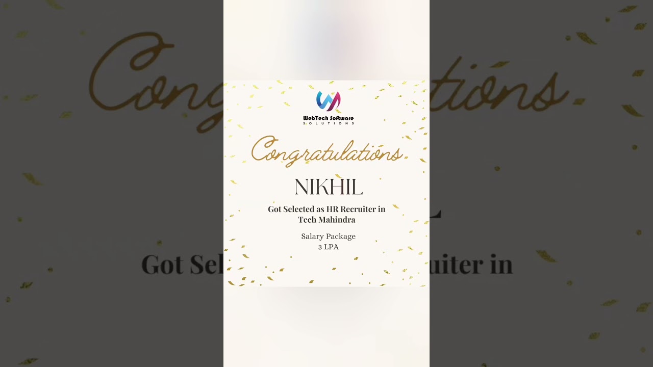 Congratulations Nikhil 🎉🥳 #hrtraining #placementguarantee #hrpracticaltraning 📞 8884574715