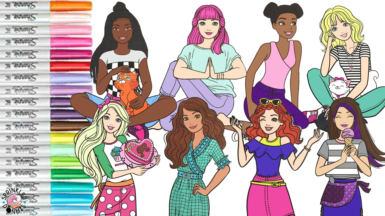 Barbie and Friends Coloring Book Compilation Brooklyn Barbie Teresa Nikki Summer Skipper and Daisy