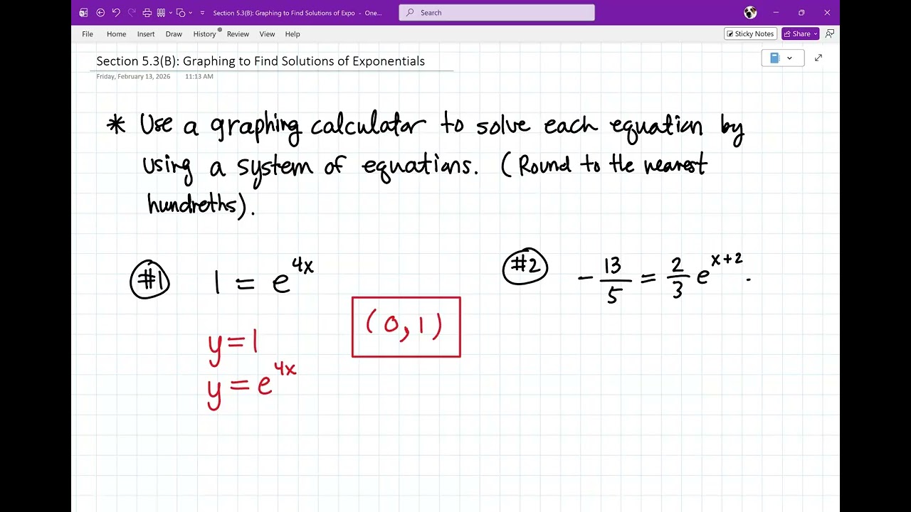 Section 5.3(B): Graphing to Find Solutions of Exponentials