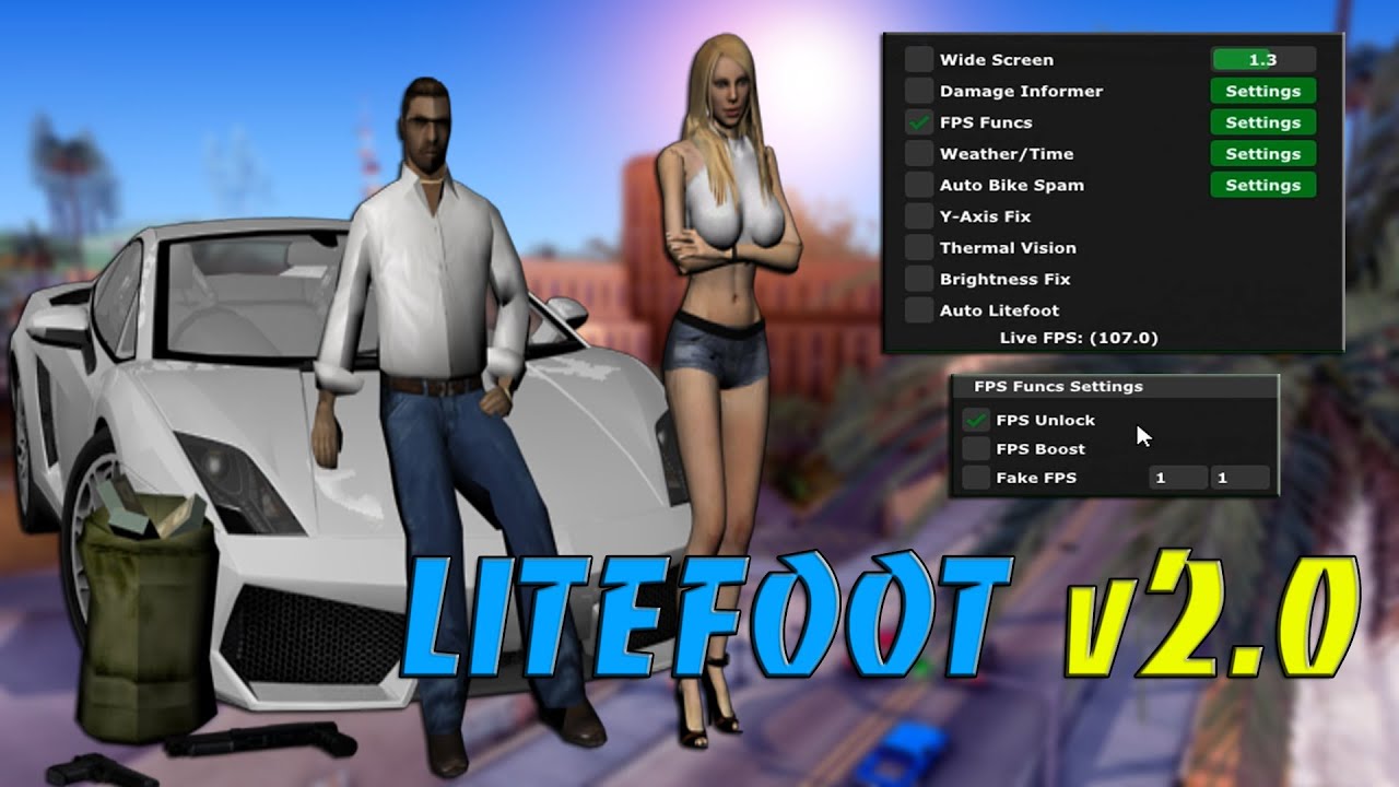 LITEFOOT v2.0 - ПРИВАТ ОПТИМИЗАТОР SAMP / FPS UP / DAMAGE INFORMER / AUTO BIKE SPAM / FIXES / SAMP