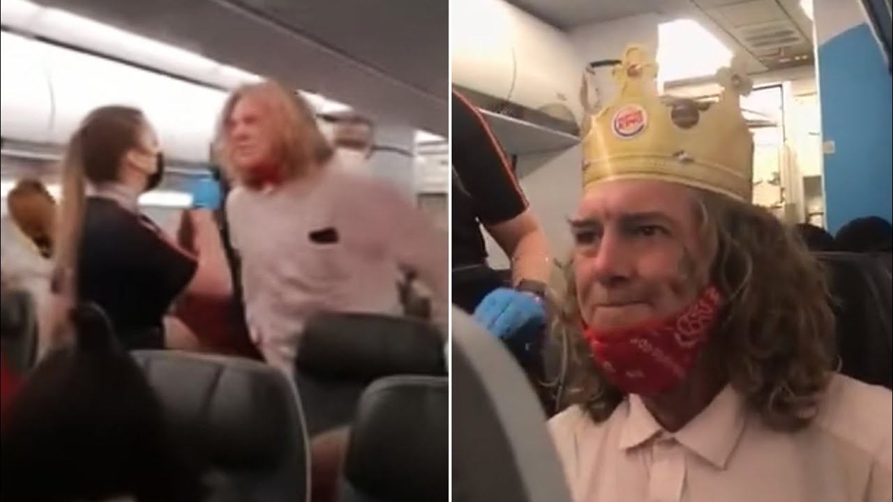 Man Wearing Burger King Crown Rage&rsquo;s on Airplane